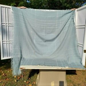 English Village 48 x 48 Square Scarf Shawl Woven With Open Weave Japan Vintage